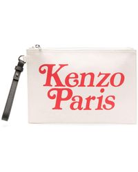 KENZO - Logo-print Cotton Clutch Bag - Lyst