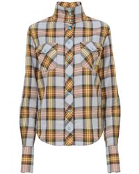 Chloé - Check-Print High-Neck Shirt - Lyst