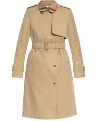 Burberry - Jas Met Geruite Kraag En Ceintuur - Lyst