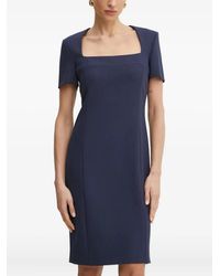 BOSS - Square-Neck Short-Sleeve Mini Dress - Lyst