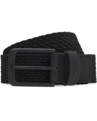 BOSS - Woven Belt With Leather Trims And Logo Detail - Lyst