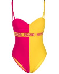 Moschino - Two-tone Logo Tape Swimwear - Lyst