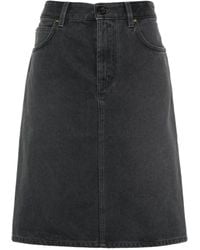 Miu Miu - Logo-Appliqué Denim Mini Skirt - Lyst