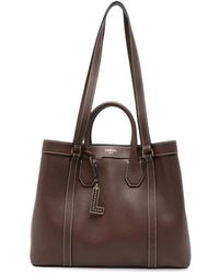 Lancel - Belleville Contrast-Stitch Leather Tote Bag - Lyst