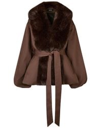 ROTATE BIRGER CHRISTENSEN - Faux-Fur Collar Jacket - Lyst