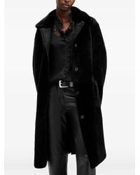 AllSaints - Serra Leren Jas Met Knopen - Lyst