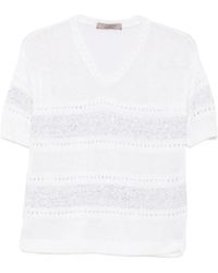 D.exterior - Sequin-Embellished Open-Knit T-Shirt - Lyst