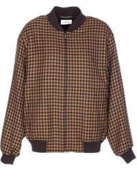 Saint Laurent - Check Zip-Up Bomber Jacket - Lyst