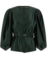 Fendi - Balloon-Sleeve Belted Blazer - Lyst