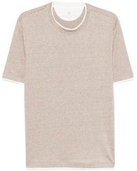 Brunello Cucinelli - Linen Blend Contrast Hem T-Shirt - Lyst