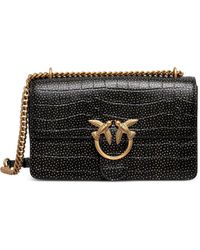 Pinko - Love Birds Croc-Effect Shoulder Bag - Lyst
