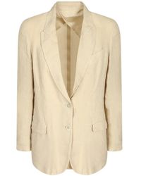 120% Lino - Notched-Lapels Single-Breasted Blazer - Lyst