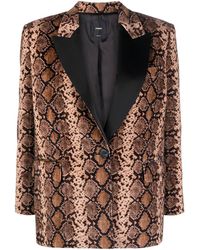 Pinko - Snakeskin-print Single-breasted Blazer - Lyst