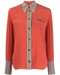 Paul Smith - Stripe-trim Silk Shirt - Lyst