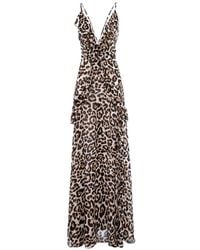 CuAnna - Luna Ruffled Leopard-Print Maxi Dress - Lyst