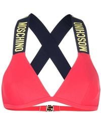 Moschino - Top Bikini Con Logo Goffrato - Lyst