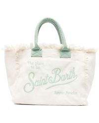 MC2 Saint Barth - Frayed-Edge Logo-Embroidered Beach Bag - Lyst
