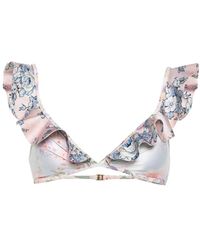 Zimmermann - Halliday Spliced Frill Bikini Top - Lyst