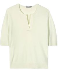 Luisa Cerano - Notched Short-Sleeve Sweater - Lyst