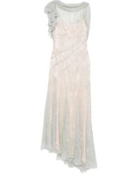 Alberta Ferretti - Asymmetrisches Spitzenkleid mit Rüschenärmeln - Lyst