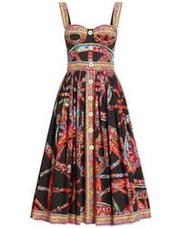 Dolce & Gabbana - Dolce & Gabbana Carretto-Print Poplin Maxi Dress - Lyst