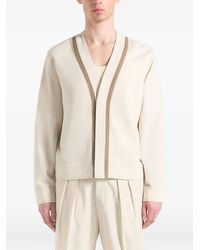 Manière De Voir - Alain Contrast-Placket Linen Cardigan - Lyst