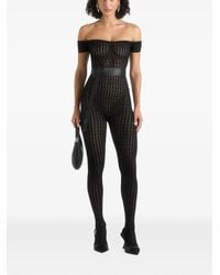 Manière De Voir - Martine Pointelle-Knit Bardot-Neck Belted Jumpsuit - Lyst