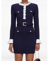 Self-Portrait - Flower Rib Knit Mini Dress - Lyst