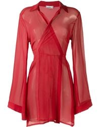 Amir Slama - Tie-Front Silk Beach Dress - Lyst