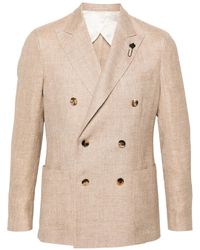 Lardini - Double-Breasted Mélange-Effect Blazer - Lyst