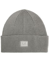 C.P. Company - Gerippte Beanie Mit Logo-Patch - Lyst