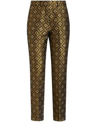 Etro - Embroidered-motif Cropped Tailored Trousers - Lyst