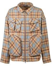 BREATH - Check-Pattern Zip-Up Shirt Jacket - Lyst