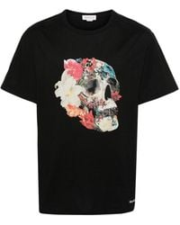 Alexander McQueen - Katoenen T-shirt Met Doodskopprint - Lyst