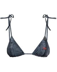 DIESEL - Tatiana Denim Triangle Bikini Top - Lyst