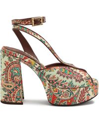 Etro - Paisley-Print Platform Sandals - Lyst