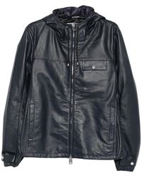 Les Hommes - Hooded Leather Jacket - Lyst