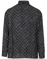Giorgio Armani - Chemise Boutonnée À Motif Zig-Zag - Lyst