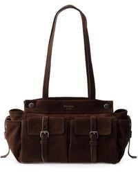 Prada - Medium Suede Tote Bag - Lyst