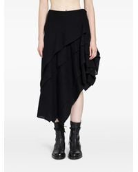 Yohji Yamamoto - Tucked Stitched Midi Skirt - Lyst
