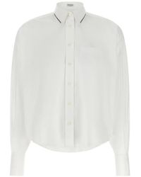 Brunello Cucinelli - Monile-Trim Cropped Shirt - Lyst