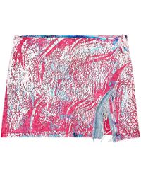 DIESEL - O-hopla Frayed Abstract-print Skirt - Lyst