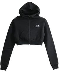 Balenciaga - Logo-Print Zip-Up Crop Hoodie - Lyst