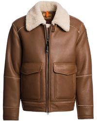 Parajumpers - Shearling-Collar Leather Jacket - Lyst