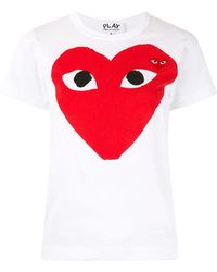 COMME DES GARÇONS PLAY - Heart Print Logo Patch T-Shirt - Lyst