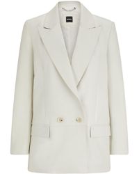 BOSS - Double-breasted Leather Blazer - Lyst