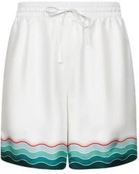 CASABLANCA - Montagne Ondulée Silk Shorts - Lyst