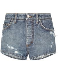 Dolce & Gabbana - Denim Shorts With Ripped Details - Lyst