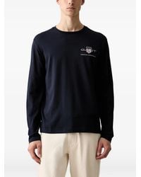GANT - Logo-Embroidered Long-Sleeve T-Shirt - Lyst
