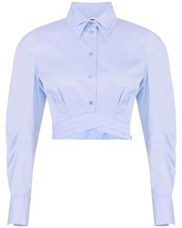 Elisabetta Franchi - Double-Collar Cropped Shirt - Lyst